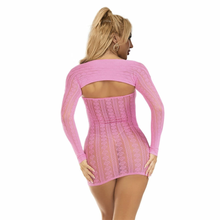 Subblime 952471 Pink Fishnet Mini Dress One Size Seamless Design