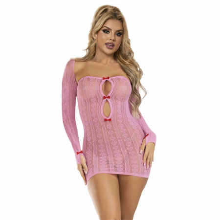 Subblime 952471 Pink Fishnet Mini Dress One Size Seamless Design