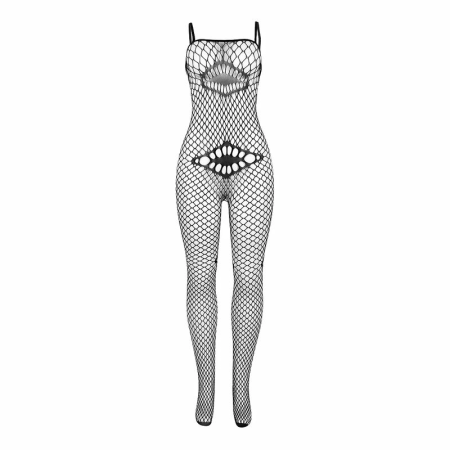Subblime 952112 Black Mesh Bodystocking with Chest & Belly Accents, One Size