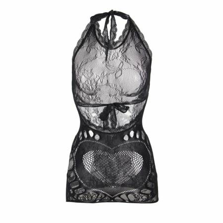 Subblime 952075 Mini Fishnet Dress Black Open Back Heart Detail One Size