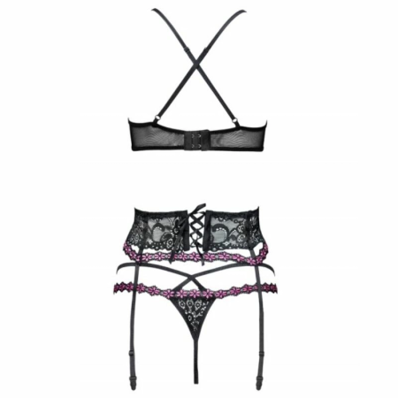 Livco Corsetti Snehana LC 90443 Lingerie Set Black - Bra, Garter Belt & Panty