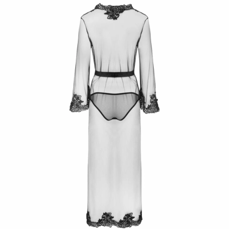 LivCo Corsetti Nokina LC-XG055 Elegant Black Lace Gown & Panty Set One Size