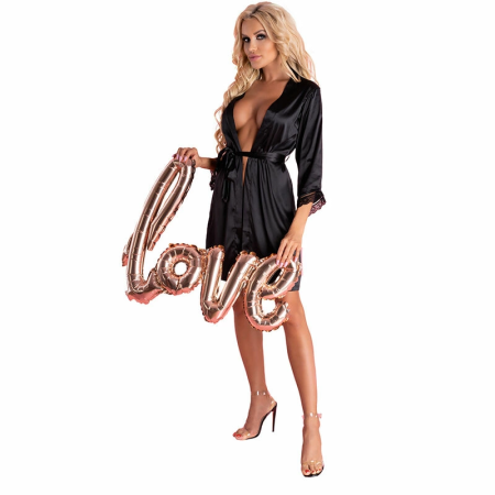 Livco Corsetti Ariladyen Black Lace Robe & Panty Set, Elegant Design