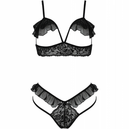 Passion Dolly Two-Piece Lingerie Set Black L/XL Elegant Lace Design