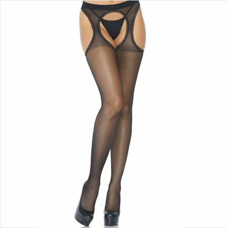 Leg Avenue Garter Stockings Black - Transparent, Spandex, One Size
