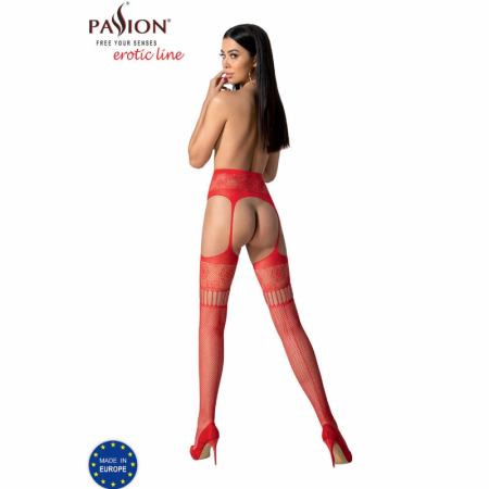 PASSION S030 Red Garter Stockings One Size - Elegant Lingerie Design