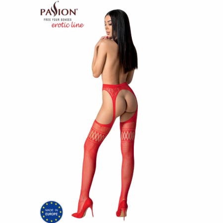 Passion S026 Red Stockings with Garter - One Size, Elegant Design