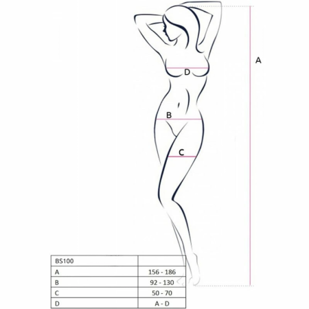 PASSION BS100 White Bodystocking - One Size, Elegant Mesh Design