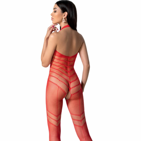 PASSION BS100 Bodystocking Red One Size - Elegant Mesh Design