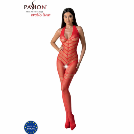 PASSION BS100 Bodystocking Red One Size - Elegant Mesh Design
