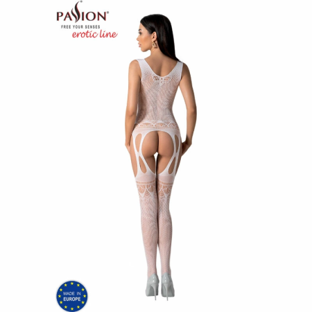 PASSION BS099 White Bodystocking One Size - Elegant Mesh Lingerie