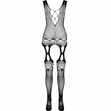 PASSION BS099 Black Bodystocking - One Size, Elegant Mesh Design