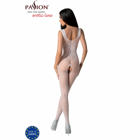 PASSION BS098 White Mesh Bodystocking One Size - Elegant Lace Design