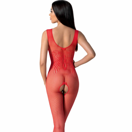 PASSION BS098 Red Bodystocking - One Size, Mesh Lace Design