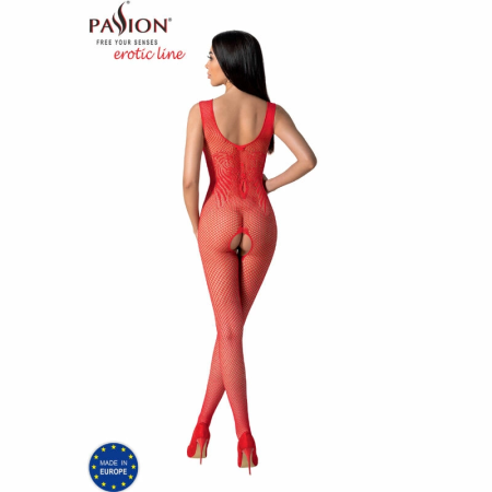 PASSION BS098 Red Bodystocking - One Size, Mesh Lace Design