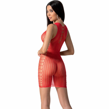 PASSION BS097 Red Bodystocking - One Size, Elastic Mesh Design