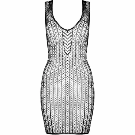 PASSION BS097 Black Bodystocking Mesh Design One Size