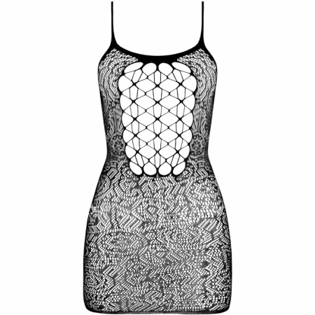 PASSION BS096 Black Mesh Bodystocking One Size - Elegant Stretch Design