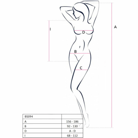 PASSION BS094 Bodystocking Red One Size - Elegant Mesh Lingerie