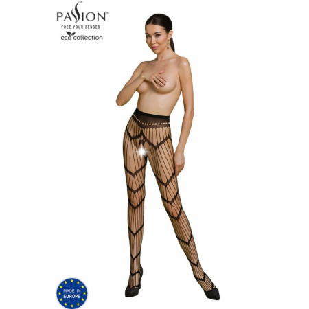 PASSION ECO S006 Bodystocking Black - Eco-Friendly Recycled Material, One Size