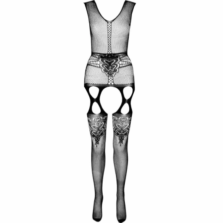 PASSION ECO BS014 Black Bodystocking - Sustainable Recycled Nylon, One Size