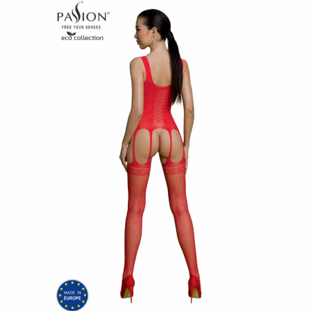 PASSION ECO BS007 Red Bodystocking - Eco-Friendly, Universal Size