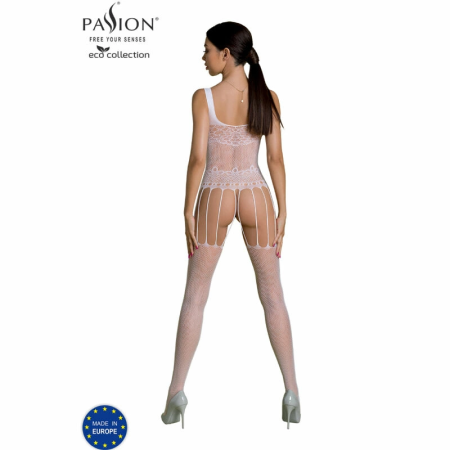 PASSION ECO BS001 White Bodystocking - Sustainable Recycled Material, One Size