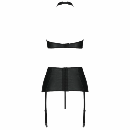 Passion Nancy L/XL Three-Piece Set Eco Leather Black Strappy Design