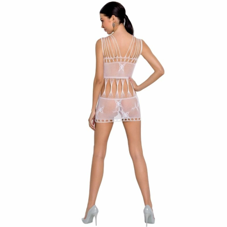 Passion BS090 White Mesh Bodystocking Mini Dress One Size
