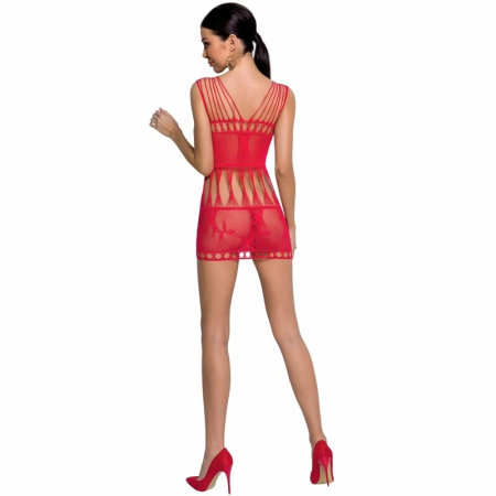 PASSION BS090 Red Mesh Bodystocking with Lace Design One Size