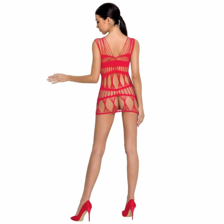 Passion BS089 Bodystocking Red Mesh Lace One Size - Flexible Fit