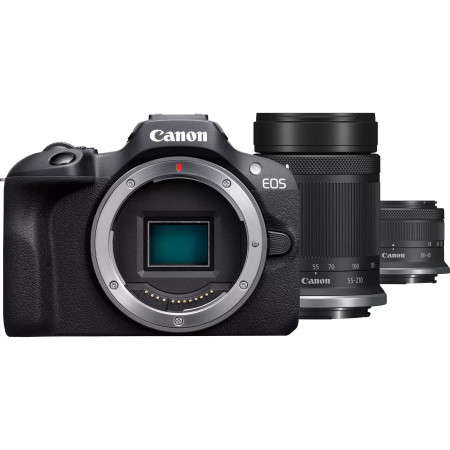 Canon EOS R100 + RF-S 18-45mm F4.5-6.3 IS STM + RF-S 55-200mm F5-7.1 IS STM rinkinys
