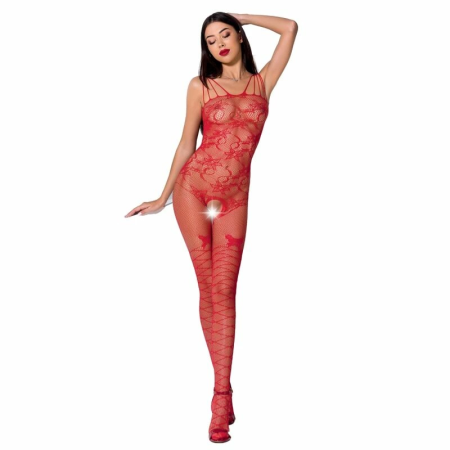 Passion BS076 Bodystocking Red Lace Mesh One Size