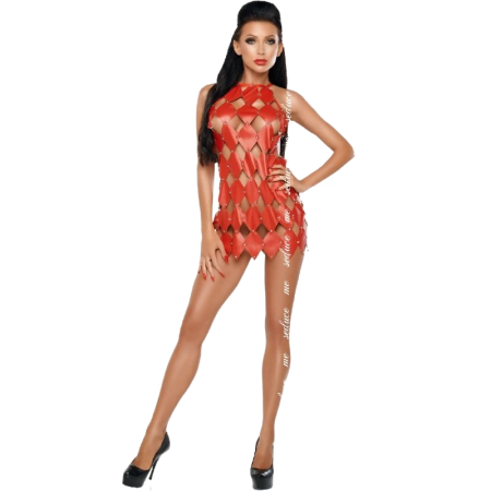 Me-Seduce Gwen Dress Red S/M - Bare Back, Silver Studded Detail