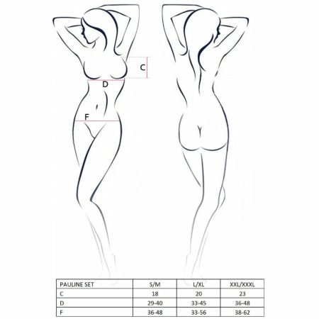 Passion Pauline 3-Piece Lingerie Set Black S/M - Elegant Design