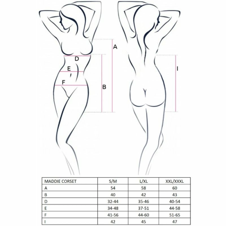 Passion Maddie Black Corset Set L/XL - Elegant Lingerie Ensemble