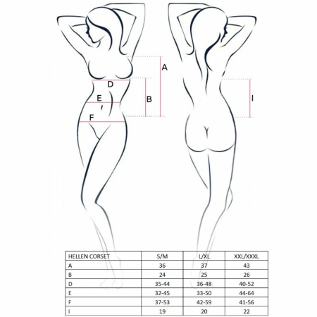 Passion Hellen Black Corset L/XL - Elegant Lingerie Set with Thong