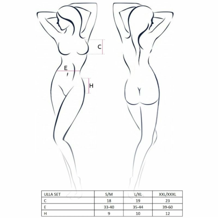 Passion Ulla Lingerie Set Black L/XL - Bra, Garter Belt, Thong