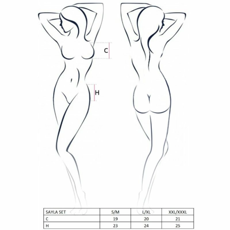 Passion Sayla Lingerie Set Black L/XL - Top, Thong & Garter Belt