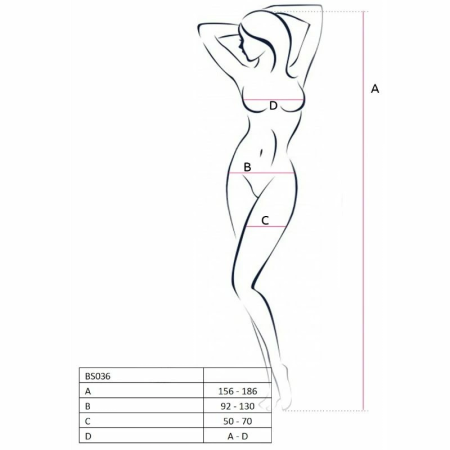Passion BS036 White Intimate Bodystocking with Embroidered Design One Size