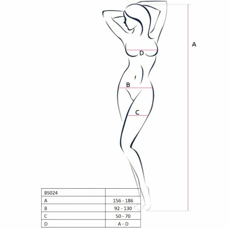 PASSION BS024 White Fishnet Bodystocking with Decorative Embroidery One Size