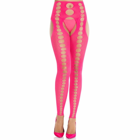 Leg Avenue Seamless Strapless Opaque Stockings Neon Pink 95% Nylon