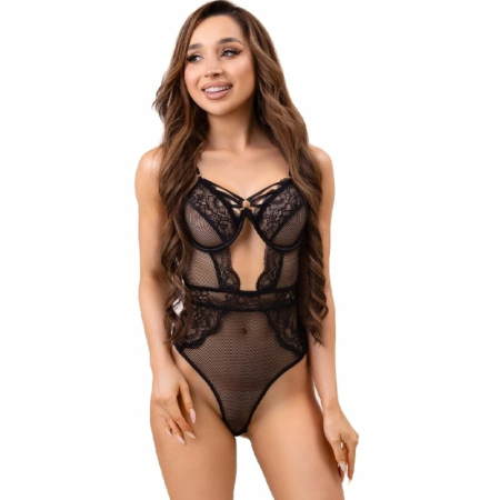 Livco Corsetti Fashion Paula LC20209 Lace Mesh Bodysuit Black S/M