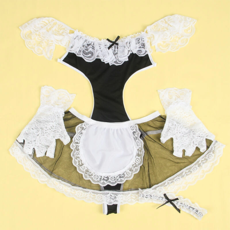 Subblime Lingerie Maid-Inspired Costume Black/White L/XL - Elegant Comfort