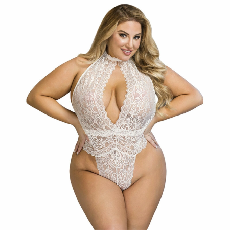 Subblime 953867 Lace Bodysuit White L/XL - Elegant Semi-Transparent Design