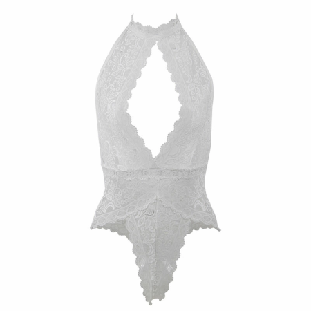 Subblime 953867 Lace Bodysuit White L/XL - Elegant Semi-Transparent Design