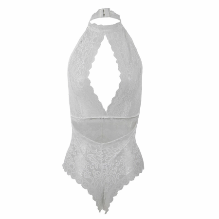 Subblime 953867 Lace Bodysuit White L/XL - Elegant Semi-Transparent Design