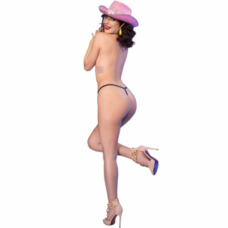 Chilirose CR 4836 Black Thong Kiss Me L/XL Adjustable Neon Detail