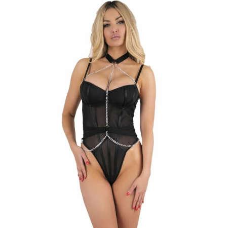 Livco Corsetti Rubika LC XG079 Black Bodysuit with Choker, Size L