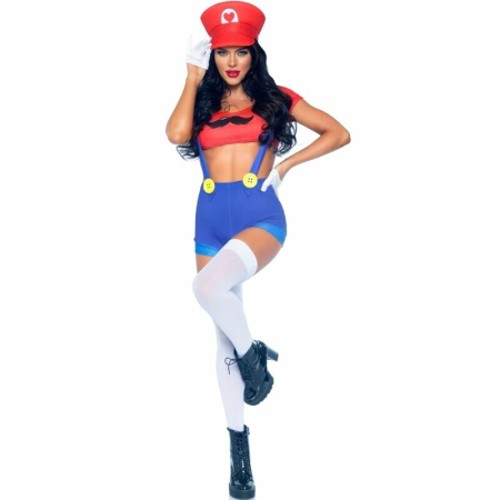 Leg Avenue Mario-Inspired Red/Blue Costume Set with Cap, Size M